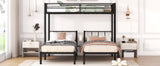 Twin over Twin & Twin Bunk Beds for 3, Twin XL over Twin & Twin Bunk Bed Metal Triple Bunk Bed, Black - V.I.P Digital Presence