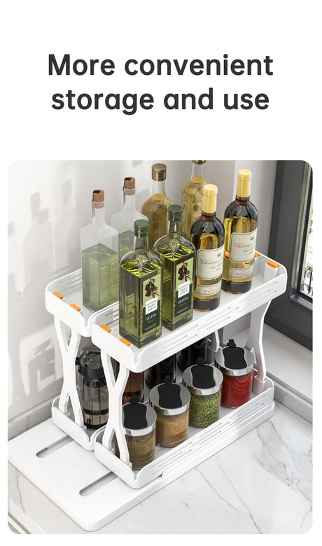 Pull out Rotating Spice Rack Organizer for Cabinet Rotate Makeup Organizer Slide Bottle Box Holder Plastic Seasoning Spice Rack - V.I.P Digital Presence