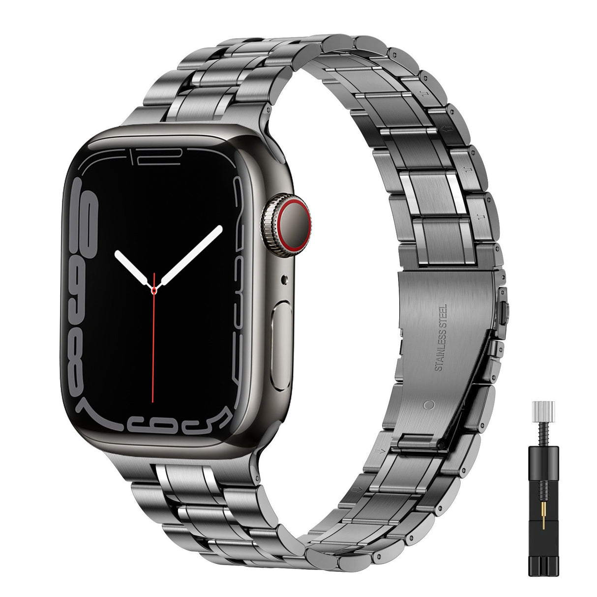 Suitable For Apple Watch S 3 4 5 iwatch S 7 8 9 Stainless Steel Metal Fine Steel Watch Chain With Five Beads - V.I.P Digital Presence