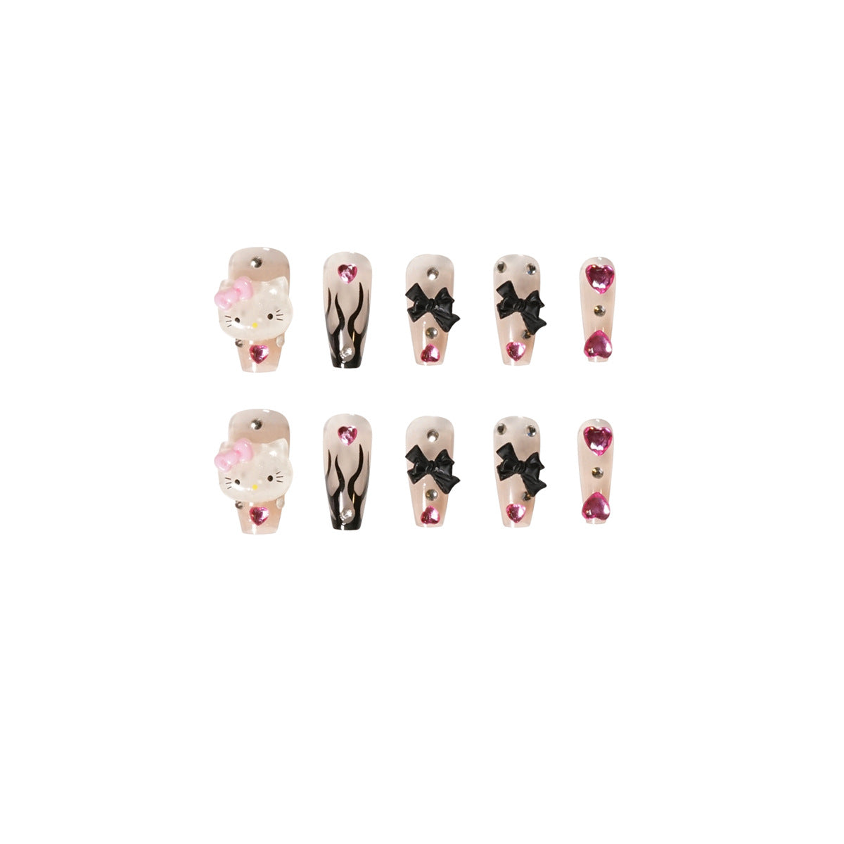 Girl Black Flame Y2K Style Wearing Nail Products Nail Patch Nail Patch Removable Nail Piece Fake Nail - V.I.P Digital Presence