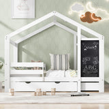 Full House Bed with Blackboard and Drawers Two assembly options White - V.I.P Digital Presence