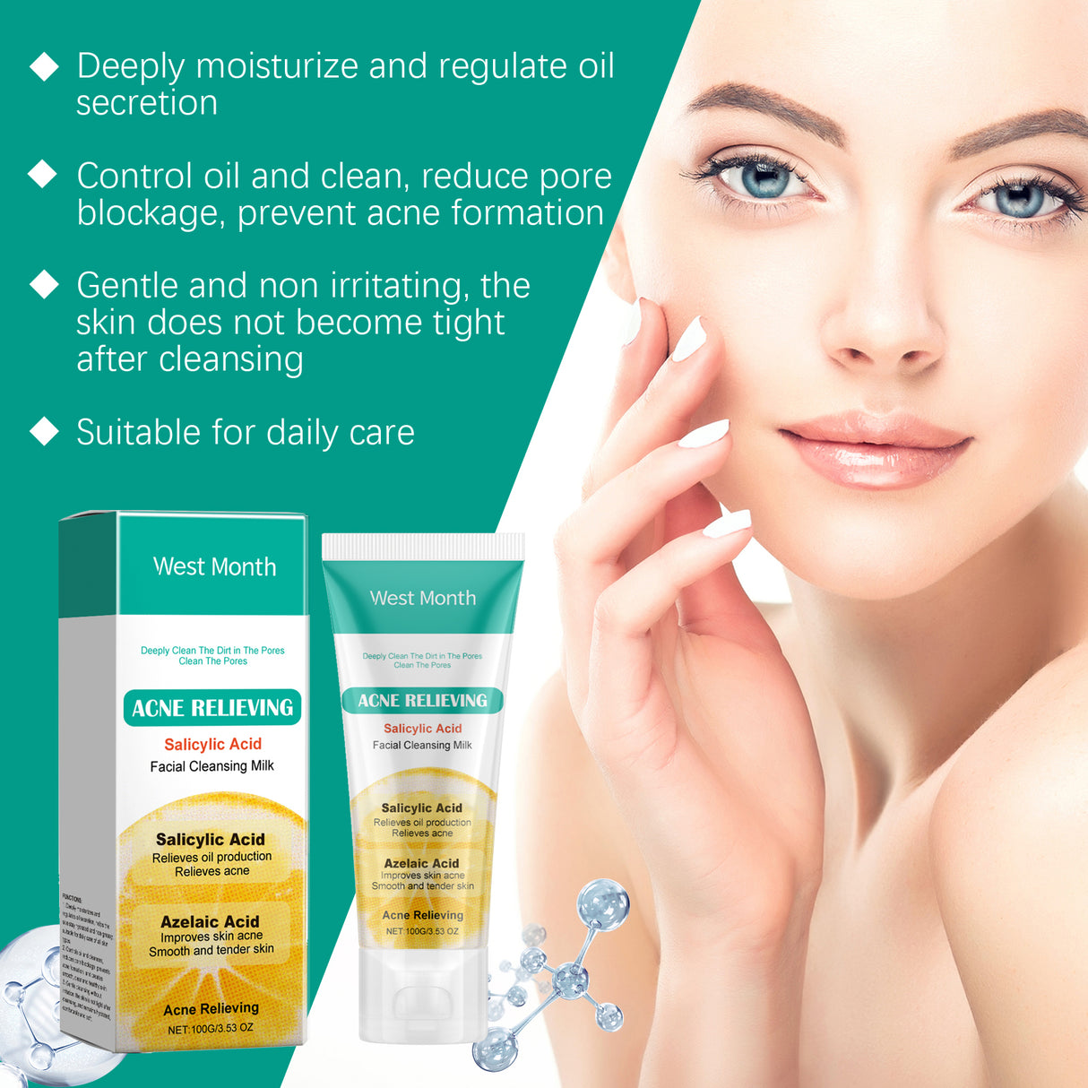 Salicylic Acid Anti-Acne Cleanser, Moisturizing Oil Control, Cleaning And Soothing Skin - V.I.P Digital Presence