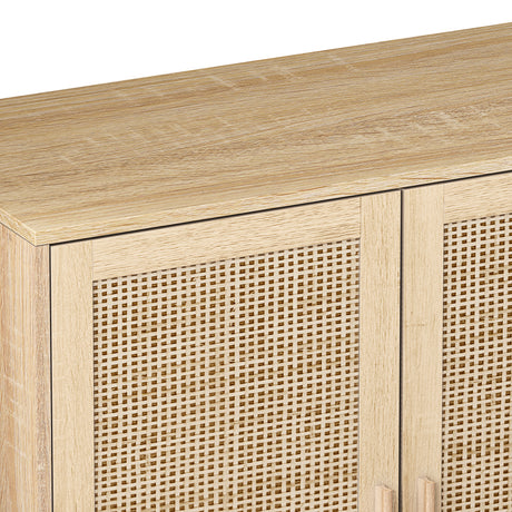 62.20"Elegant and Functional 4-Door Rattan Decorative Storage Cabinet,for Bedroom,Living Room,Office,Easy Assembl - V.I.P Digital Presence