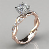 European and American jewelry 18k rose gold plated two-tone princess square diamond ring cross twist diamond ring - V.I.P Digital Presence