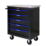 5 DRAWERS MULTIFUNCTIONAL TOOL CART WITH WHEELS-BLACK+BLUE - V.I.P Digital Presence