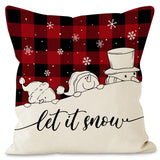 Christmas Pillowcase Linen Red Black Checkered Letter Printed Pillow Cover Holiday Living Room Decoration - V.I.P Digital Presence