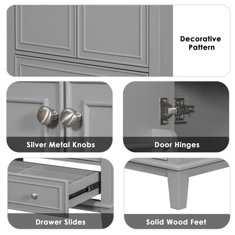 30inchgrey Bathroom Vanity with Sink ComboMulti-functional Bathroom Cabinet with Doors and Drawer Solid Frame and MDF Board - V.I.P Digital Presence