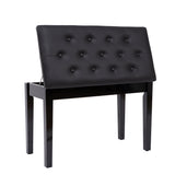Piano Bench with Padded Cushion and Music Book Storage Compartment, Duet Wooden Seat, 13.7 x 29.5 x 20 inches, Load 440lb Black