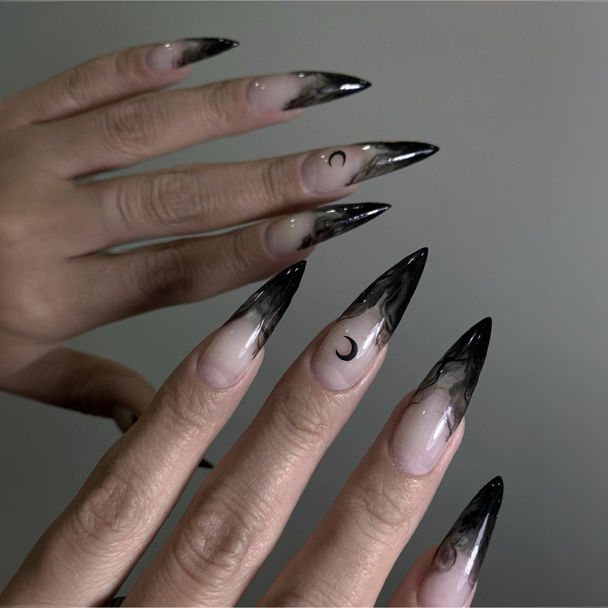 Milky white powder gradient long drop-shaped manicure, high-end fake nail patch wearable nail patch - V.I.P Digital Presence