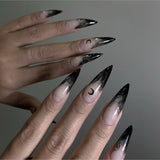 Milky white powder gradient long drop-shaped manicure, high-end fake nail patch wearable nail patch - V.I.P Digital Presence