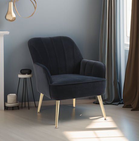 Modern Mid Century Chair velvet Sherpa Armchair for Living Room Bedroom Office Easy Assemble(NAVY) - V.I.P Digital Presence