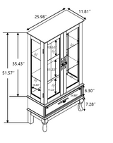 Curio cabinet lighting glass cabinet with adjustable glass frame, 2 doors and 1 drawer with light bulb, dark cherry color - V.I.P Digital Presence