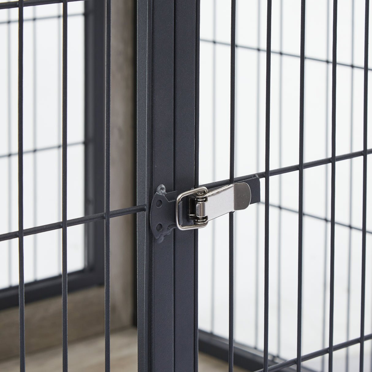 Furniture Style Dog Crate Side Table on Wheels with Double Doors and Lift Top.Grey,38.58''w x 25.5''d x 27.36''h - V.I.P Digital Presence