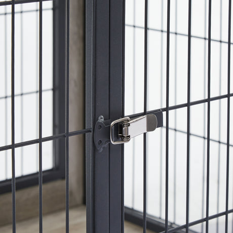 Furniture Style Dog Crate Side Table on Wheels with Double Doors and Lift Top.Grey,38.58''w x 25.5''d x 27.36''h - V.I.P Digital Presence