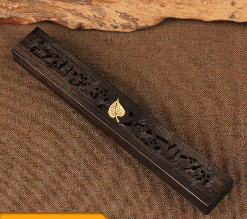 Wooden thread incense box, black sandalwood inlaid with boxwood, sleeping incense burner, incense burner, household indoor agarw - V.I.P Digital Presence