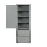Tall Bathroom Storage Cabinet, Freestanding Storage Cabinet with Two Drawers and Adjustable Shelf, MDF Board , Grey - V.I.P Digital Presence
