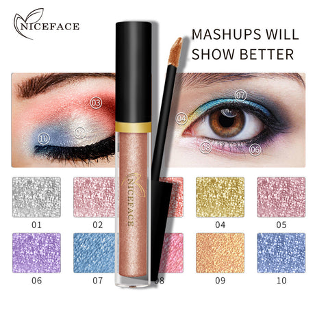 NICEFACE Colorful Shiny Eye Shadow Liquid Pearl Eye Shadow Diamond Liquid Eye Shadow Waterproof Not Smudge - V.I.P Digital Presence