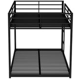 Full over Full Metal Bunk Bed Low Bunk Bed with Ladder Black