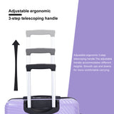 3 Piece Luggage Sets PC+ABS Lightweight Suitcase with Two Hooks Spinner Wheels (20/24/28) Light Purple