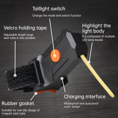 LED Bike Tail Light 6 Colors USB Charging Mountain Road Bike Light Portable Riding Equipment Running Water Light - V.I.P Digital Presence