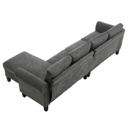 Convertible Sectional Sofa with Storage,L-shaped sofa Modern Linen Fabric Sectional Couches for Living Room,Gray - V.I.P Digital Presence