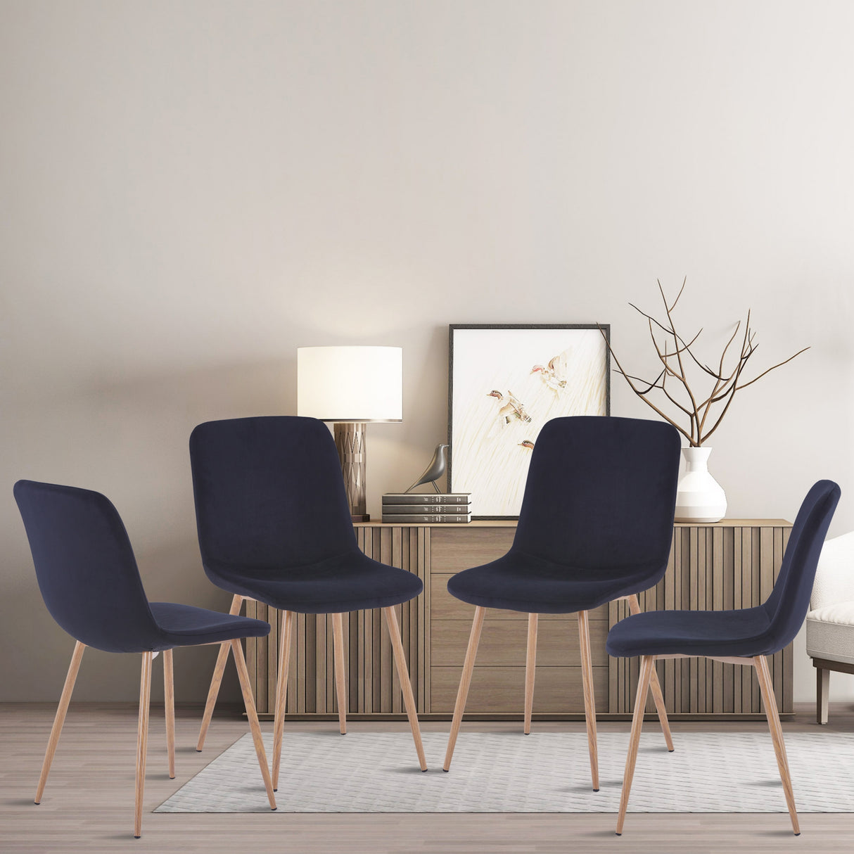 Dining Chair 4PCS（BLACK）Modern style New technology Suitable for restaurants cafes taverns offices