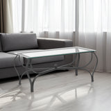 Tempered glass surface 3-piece coffee table decoration rectangular coffee table with 2 square end tables (country black) - V.I.P Digital Presence