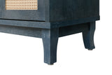 Handcrafted Premium Grain Panels Rattan Sideboard Buffer Cabinet Accent Storage Cabinet With 4 Rattan Doors BLUE - V.I.P Digital Presence