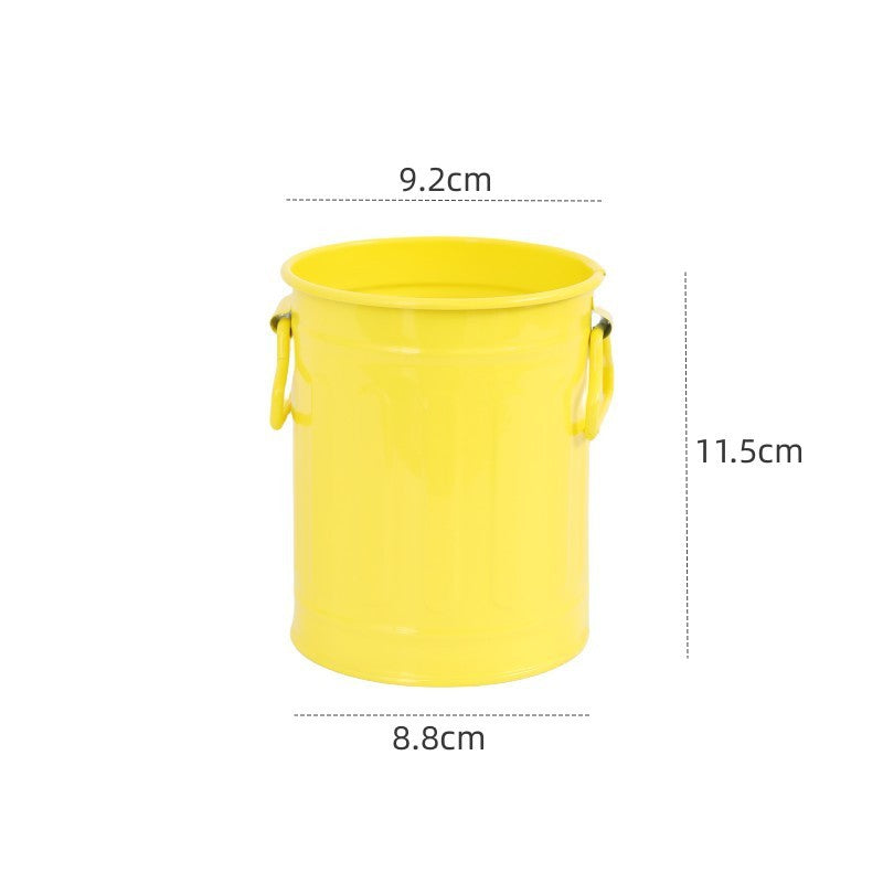 Cylindrical wrought iron pen holder DIY creative desktop storage bucket multifunctional stationery pen holder - V.I.P Digital Presence