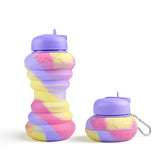 Botella de silicona plegable tipo donut, ideal para deportes al aire libre, portátil y para viajes. 