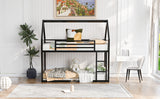 Twin over Twin House Bunk Bed with Built-in Ladder,Black - V.I.P Digital Presence