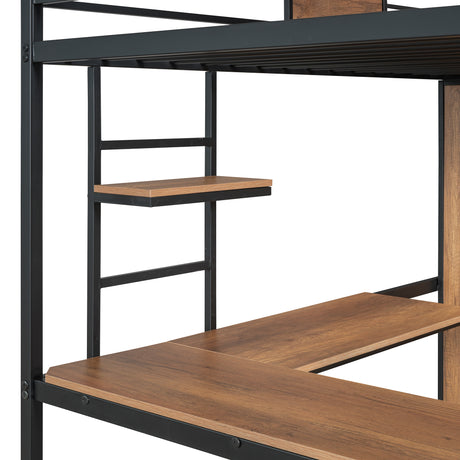 Twin Size Loft bed with L-shape Desk and Wardrobe, Black - V.I.P Digital Presence
