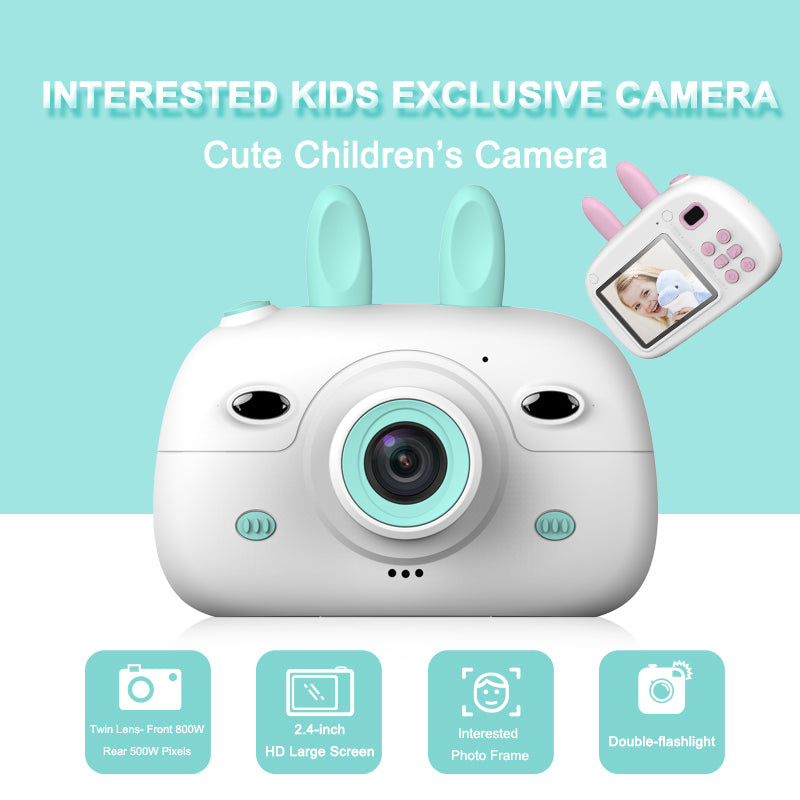 New Children's Camera Rabbit Ears Cartoon Mini Small SLR HD Screen Dual Lens Digital Camera Gift For Children