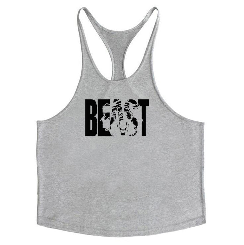 Letter printed men's fitness sports vest slim shoulder strap I-shaped vest cotton - V.I.P Digital Presence
