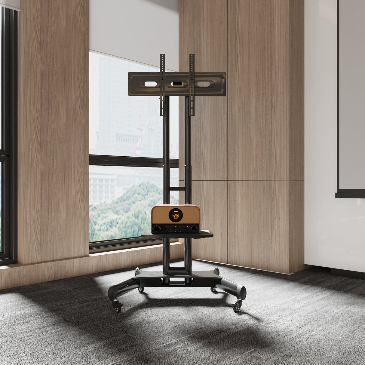 FANCO Universal Rotating TV Stand, suitable for 32-80 inch TVs, adjustable tilt height, maximum VESA 600x400mm (black) - V.I.P Digital Presence