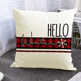 Christmas Pillowcase Linen Red Black Checkered Letter Printed Pillow Cover Holiday Living Room Decoration - V.I.P Digital Presence