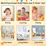 Kids Table and 2 Chairs Set 3 Pieces Toddler Table and Chair Set Wooden Activity Play Table Set (Lion&Monkey) - V.I.P Digital Presence