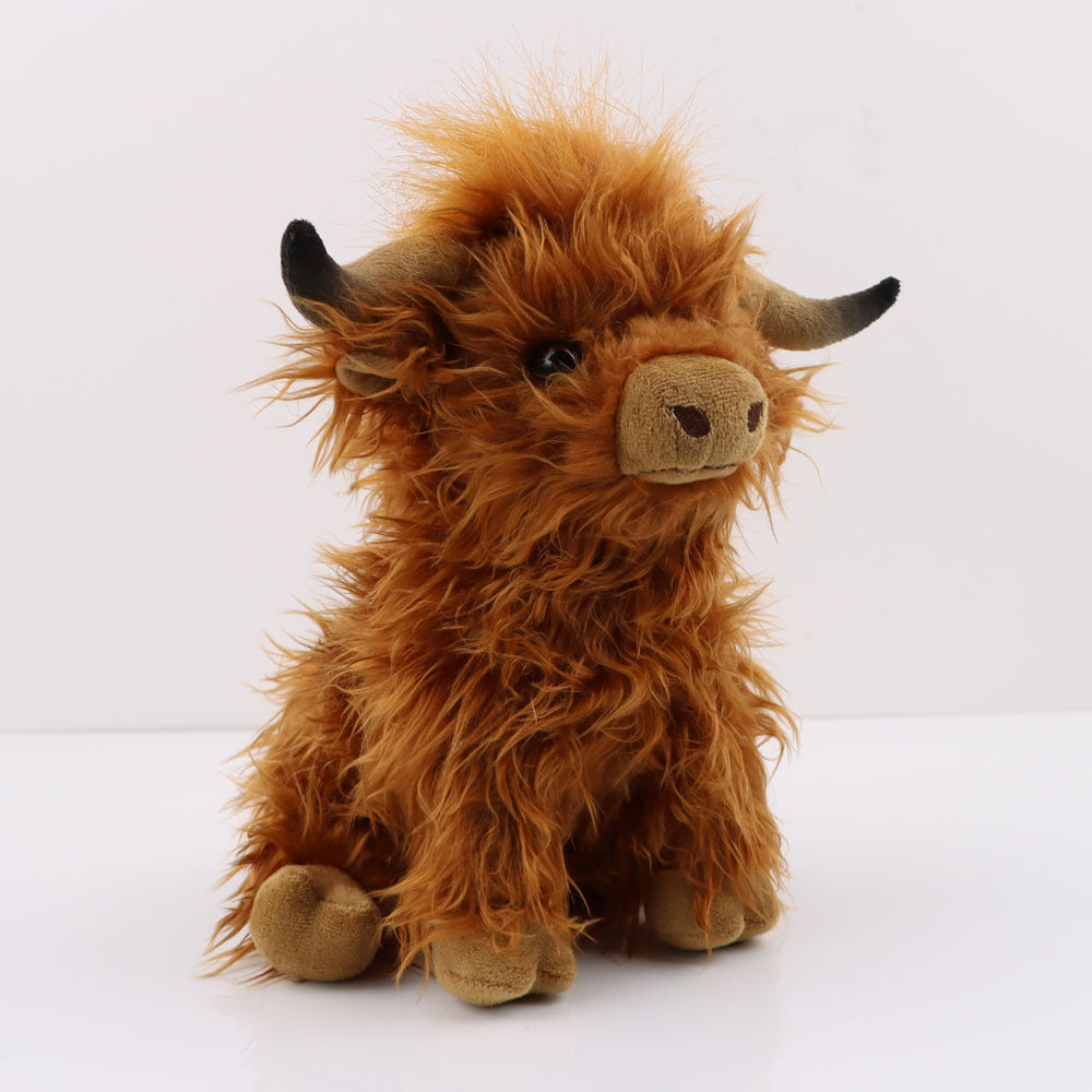 Figura de vaca de pelo largo de imitación de juguete de peluche de vaca de las Tierras Altas de una celebridad de Internet