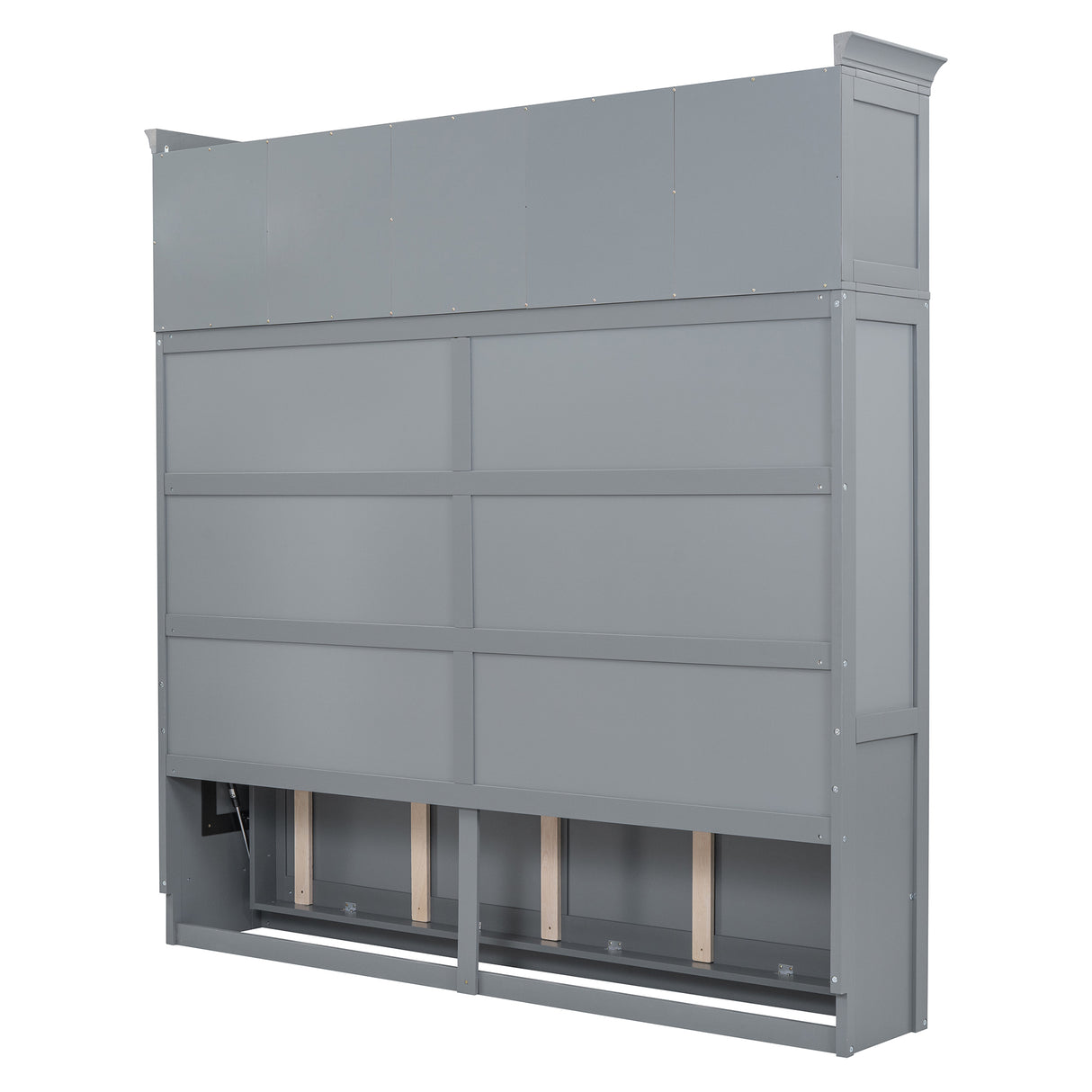 Full Size Murphy Bed Wall Bed with Top Cabinets,Gray - V.I.P Digital Presence