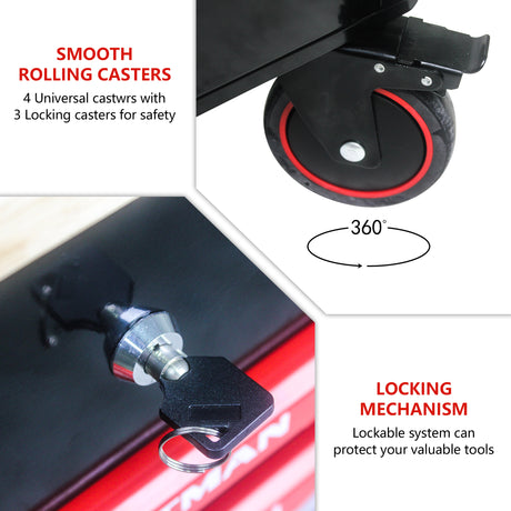 3 DRAWERS MULTIFUNCTIONAL TOOL CART WITH WHEELS AND WOODEN TOP - V.I.P Digital Presence