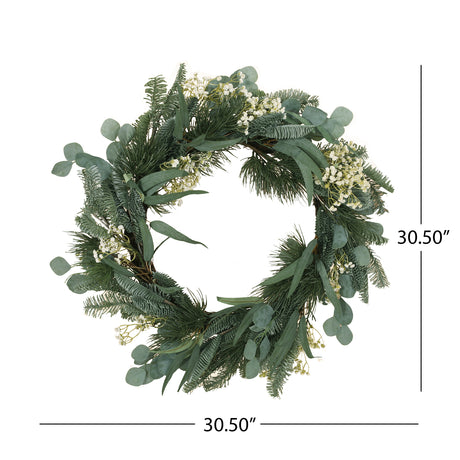 30IN Eucalyptus leaves, pine twigs, stars wreath - V.I.P Digital Presence