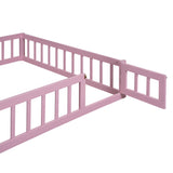 Wooden Full Size Children's Bed with Detachable Headboard and Integrated Clothes Drying Rack, Pink - V.I.P Digital Presence