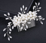 Handmade pearl flower inlaid with diamonds full of diamond comb comb - V.I.P Digital Presence