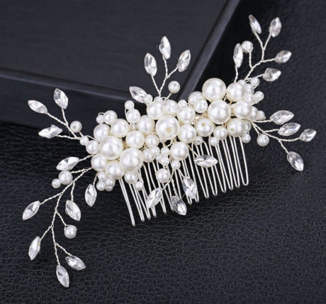 Handmade pearl flower inlaid with diamonds full of diamond comb comb - V.I.P Digital Presence