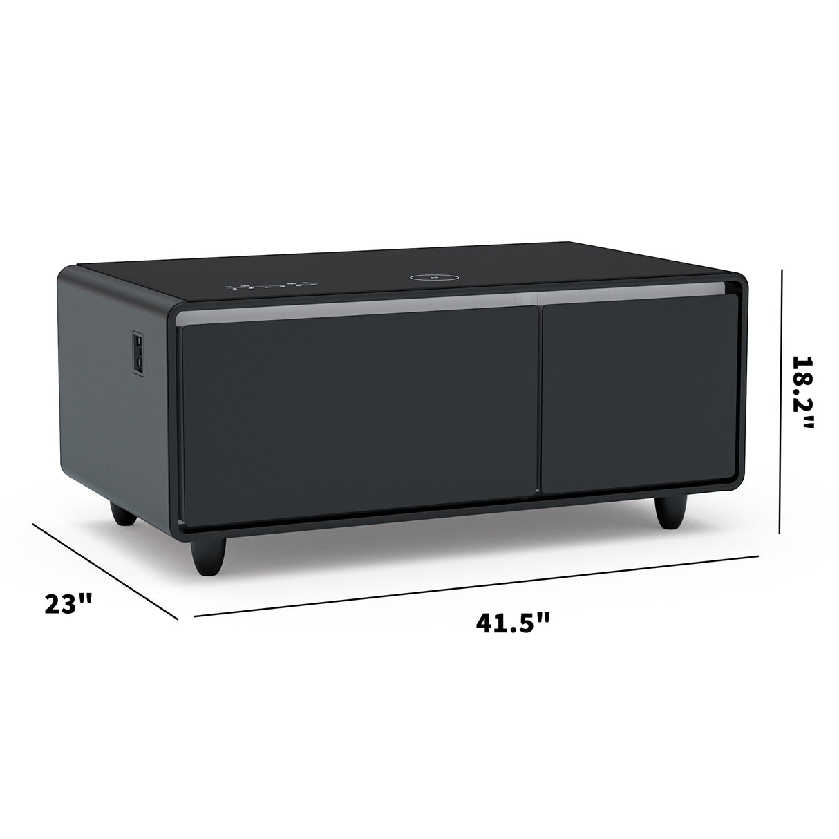 Modern Smart Coffee Table with Built-in Fridge, Bluetooth Speaker, Wireless Charging, Touch Control Panel, USB Interface Black - V.I.P Digital Presence