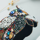 Headband Fashion Ball Rhinestone Pearl Leaf-Shaped Baroque Headband Exaggerated Wide-Brimmed Hair Accessories - V.I.P Digital Presence