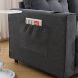 Three in one soft cushion cushion cushion sofa, folding mattress sofa bed, with side pockets and cup holder, dark gray - V.I.P Digital Presence