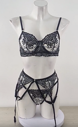 Sexy Red Embroidered Perspective Sexy Underwear Multi piece Set for Women - V.I.P Digital Presence