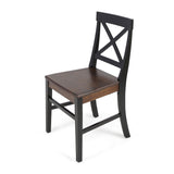 Roshan Farmhouse Acacia Wood Dining Chairs, Black / Walnut (Set of 2) - V.I.P Digital Presence