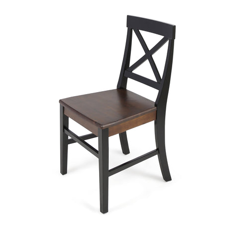 Roshan Farmhouse Acacia Wood Dining Chairs, Black / Walnut (Set of 2) - V.I.P Digital Presence
